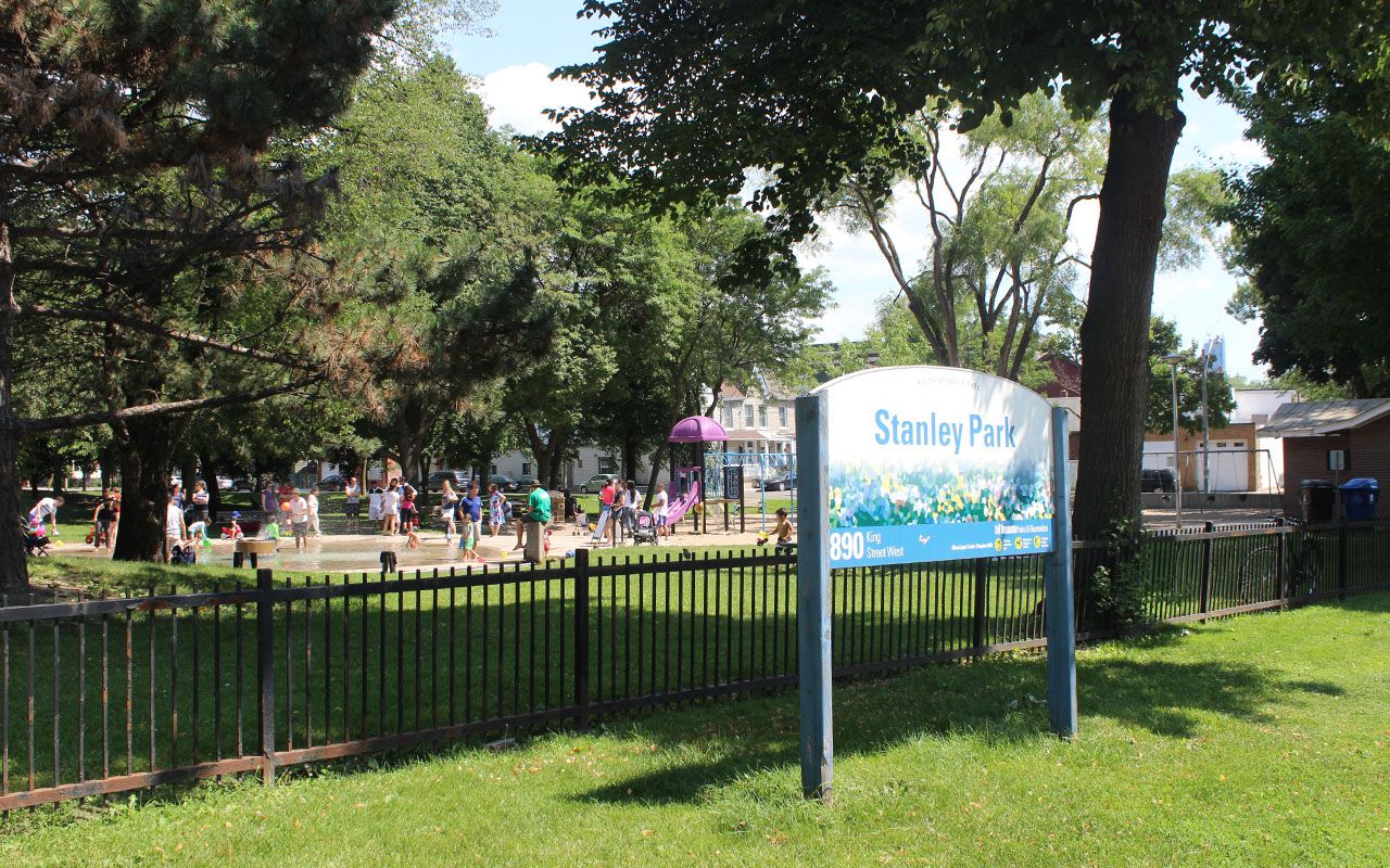 Sign in front of Stanley Park, which ranks 3rd in lowest price appreciation.