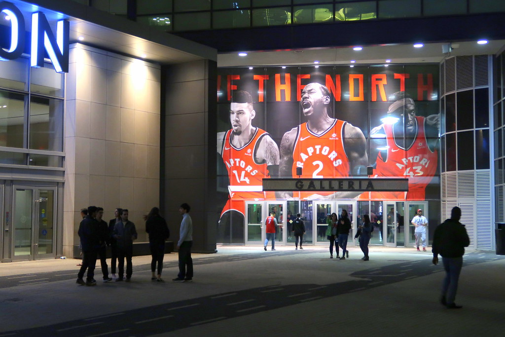Toronto Raptors poster outside Scotiabank Arena.