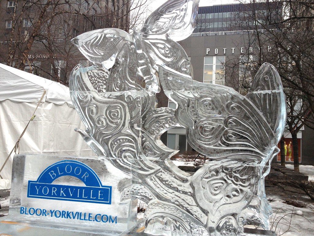 Butterfly sculpture at Bloor-Yorkville Ice Fest.