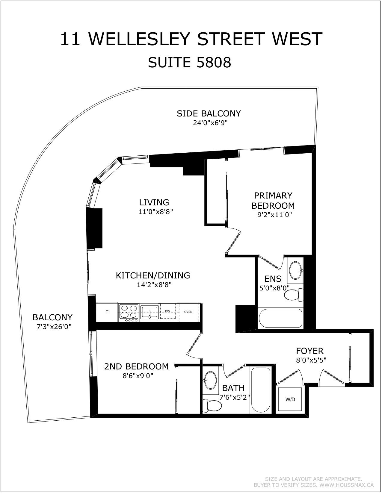 Floor plans for 11 Wellesley St W Unit 5808.