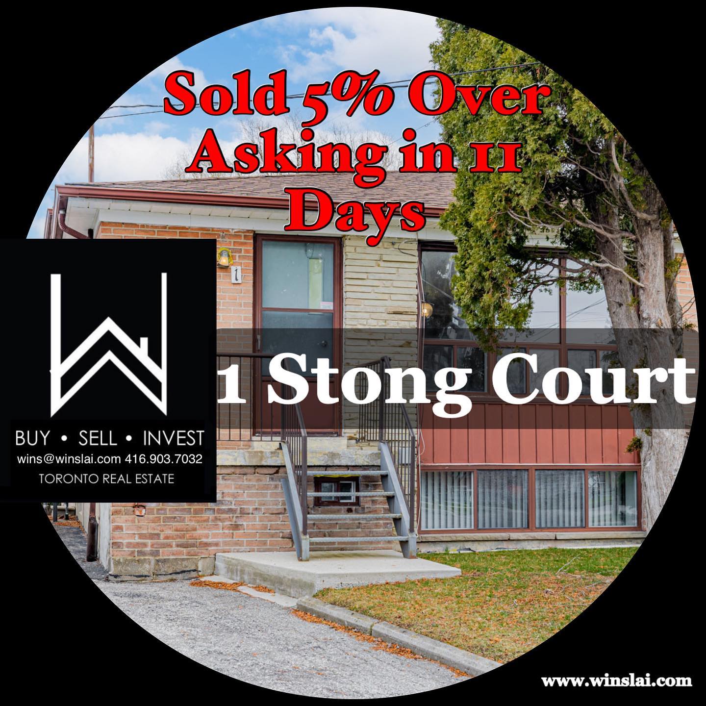 Sold 5% over asking in 11 days flyer.