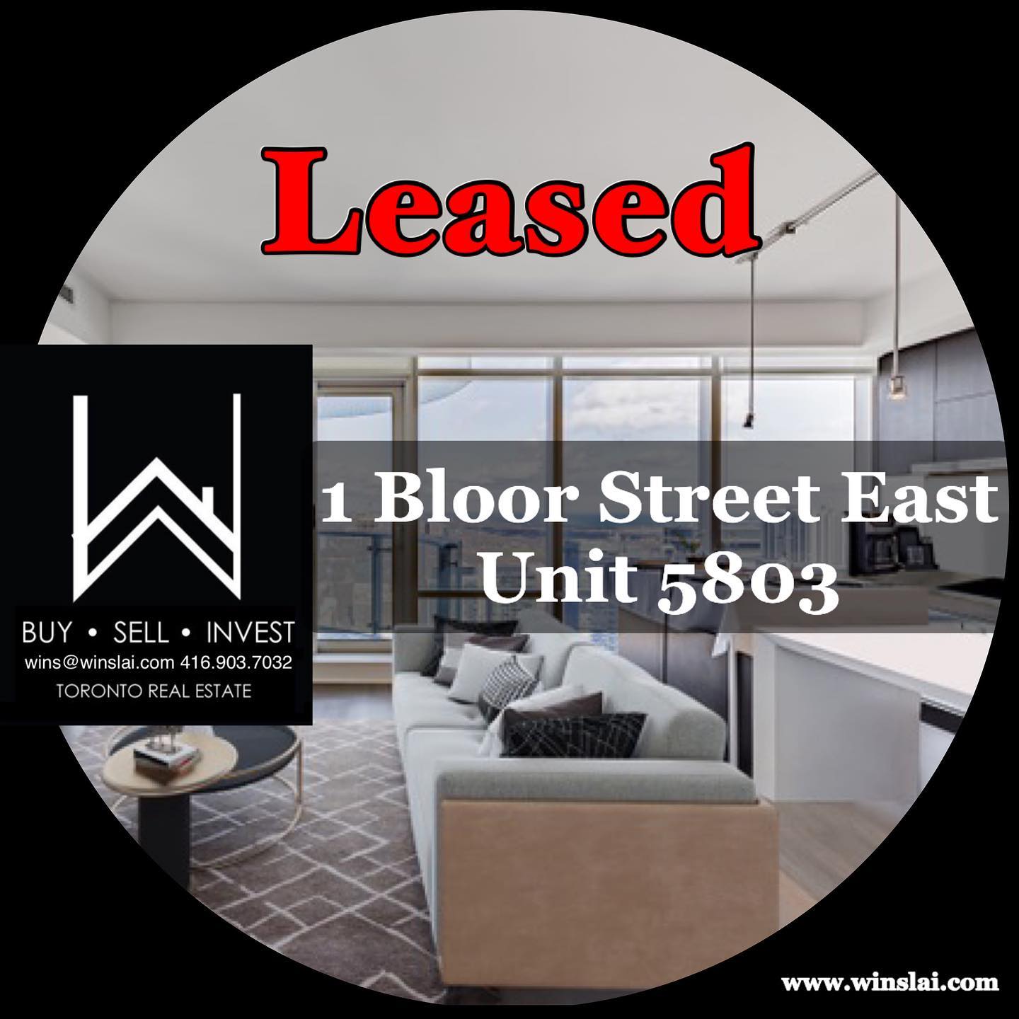 Leased flyer for 1 Bloor St E Unit 5803.