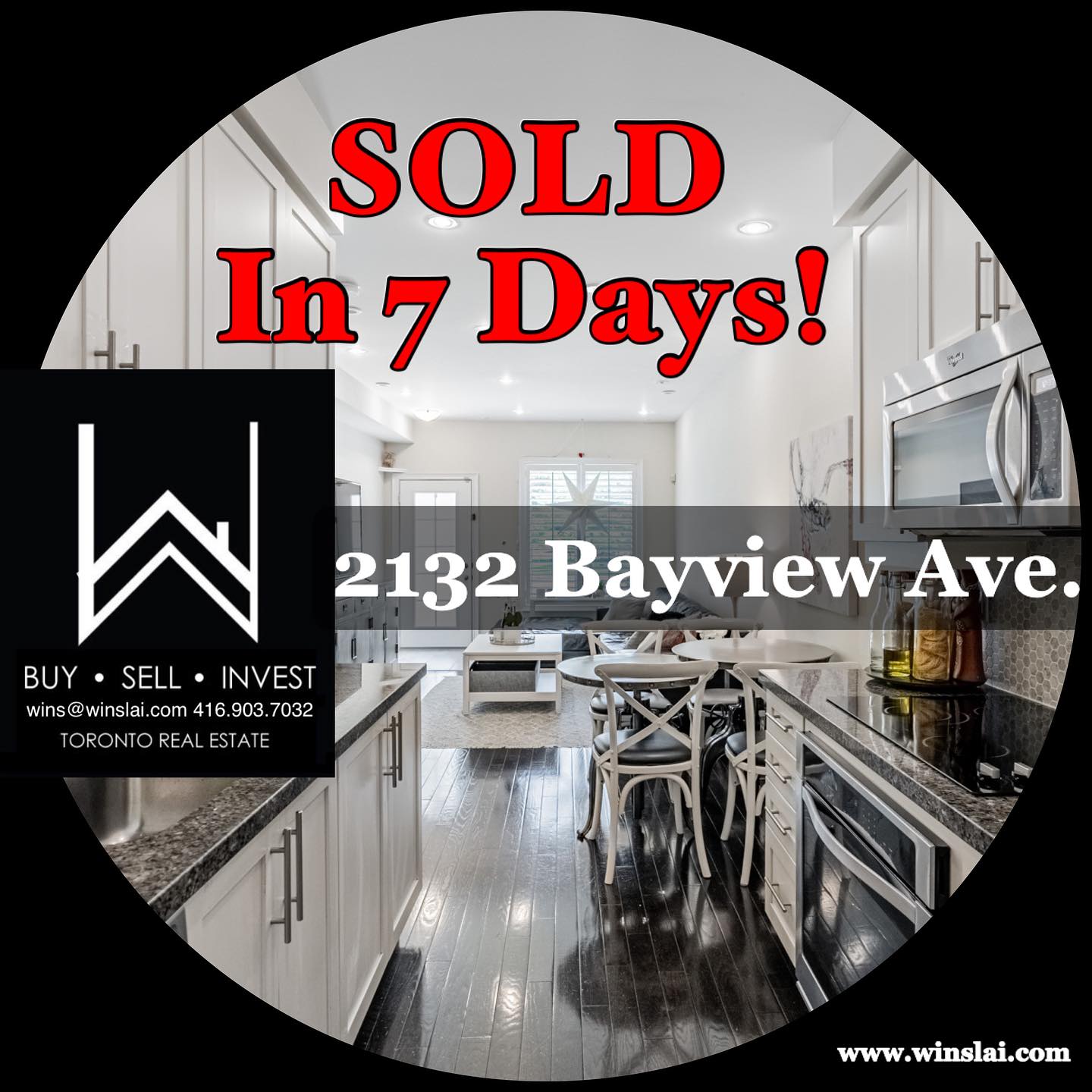 Sold flyer for 2132 Bayview Avenue listing.