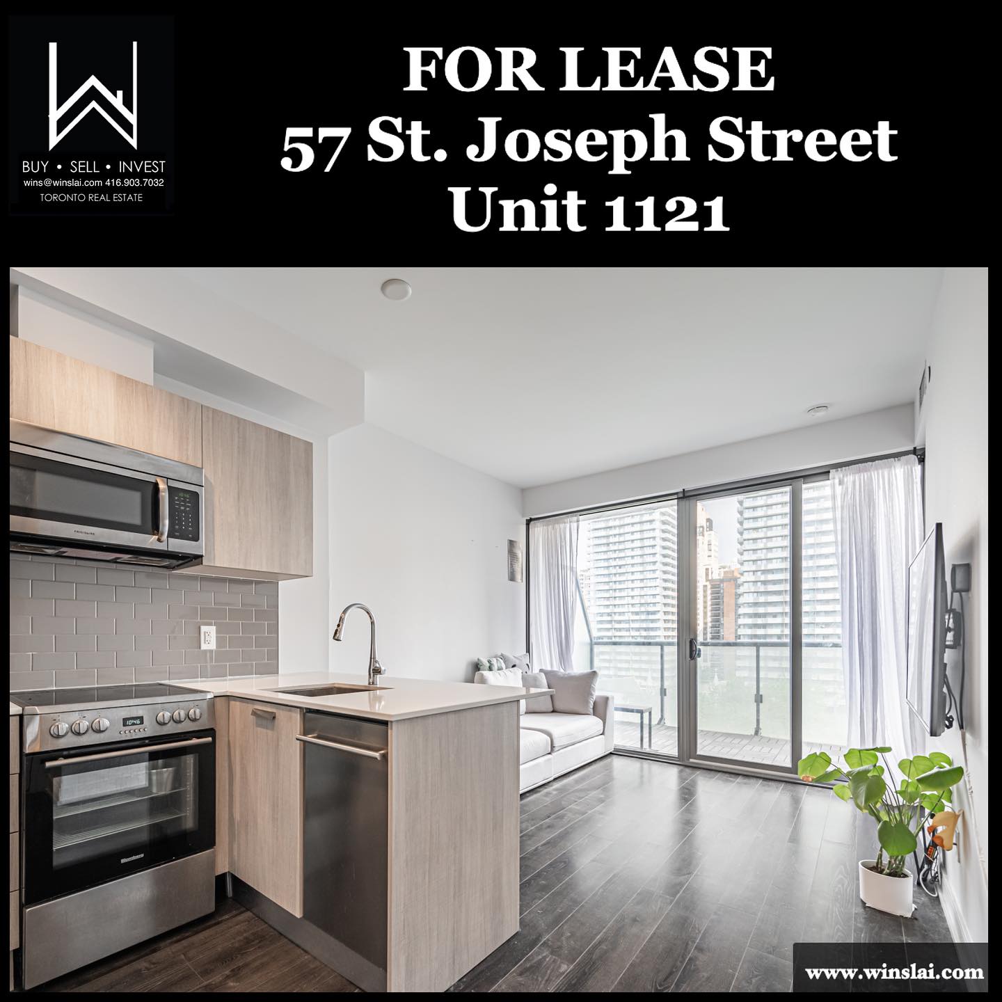 For Lease flyer for 57 St. Joseph St Unit 1121.