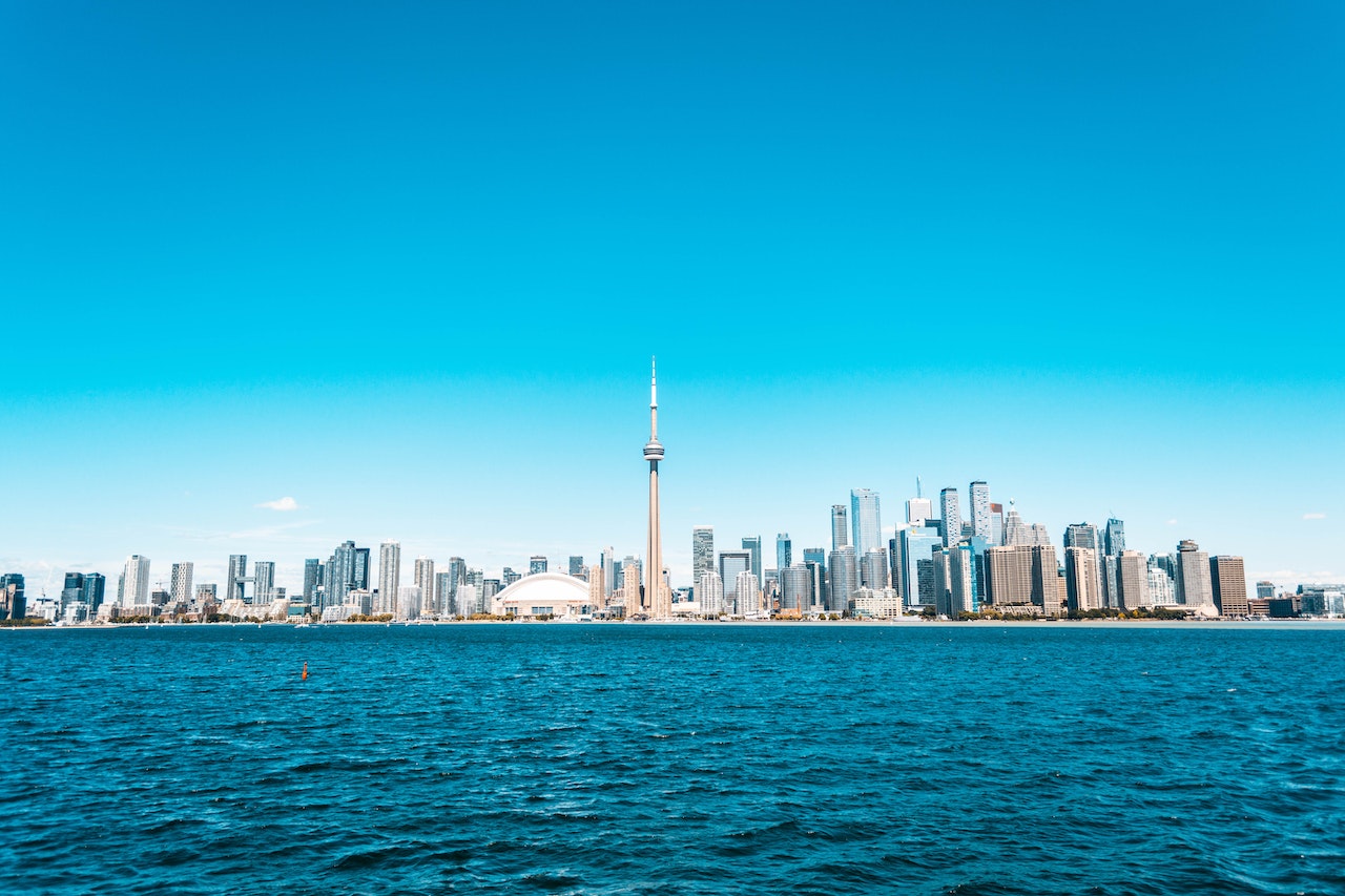 Toronto skyline seen from Lake Ontario.