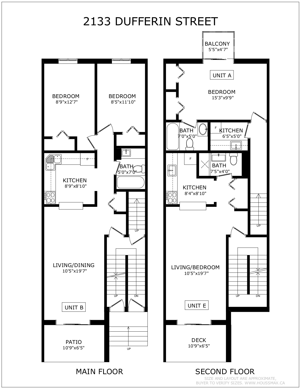 Floor Plans for 2133 Dufferin St - Main Floor & Second Floor
