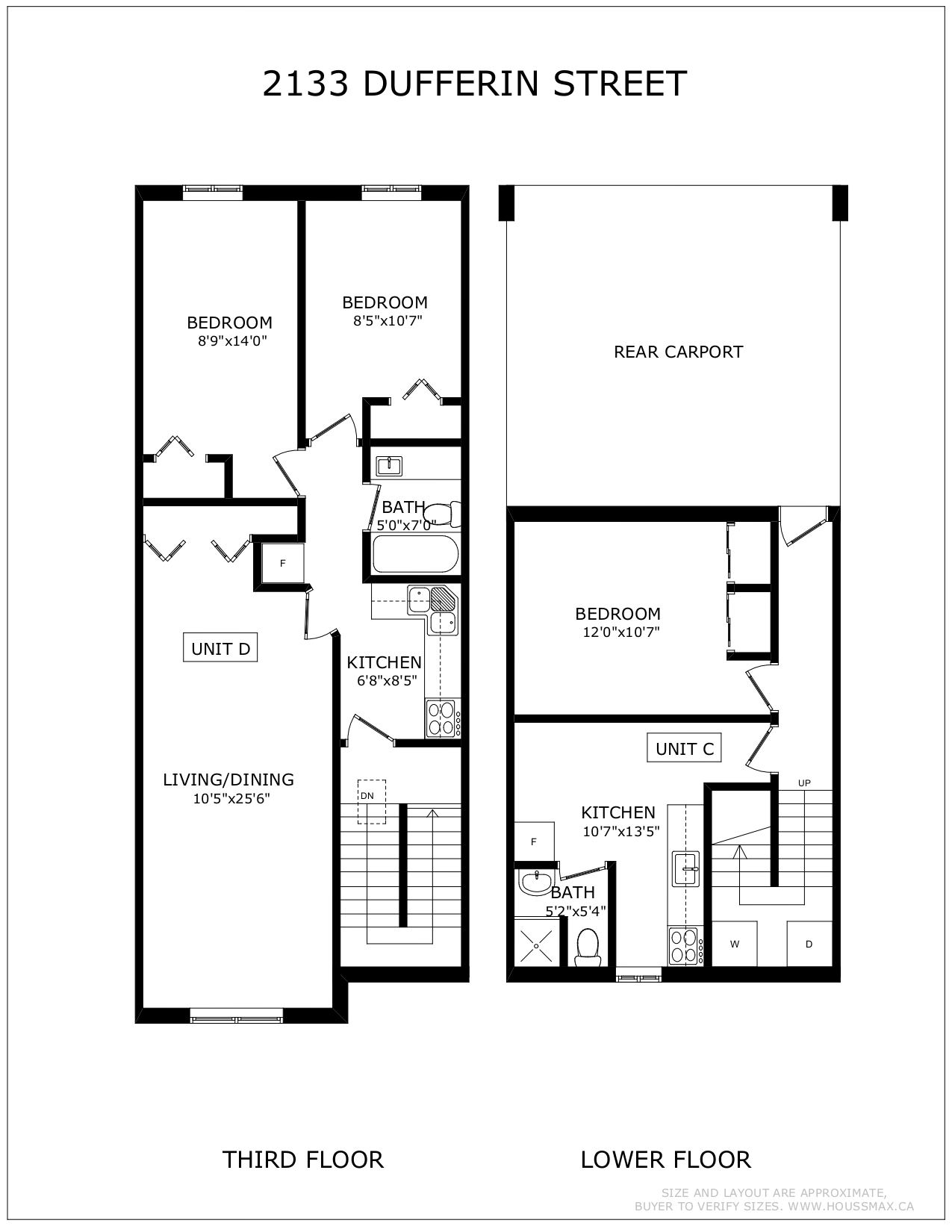 Floor Plans for 2133 Dufferin St - Third Floor & Basement