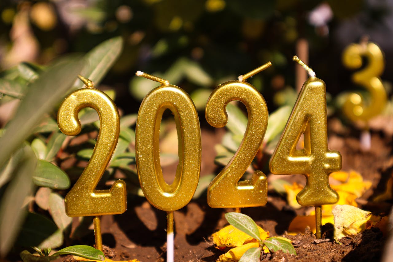 2024 in gold numbers to show optimism of December 2023 housing numbers.