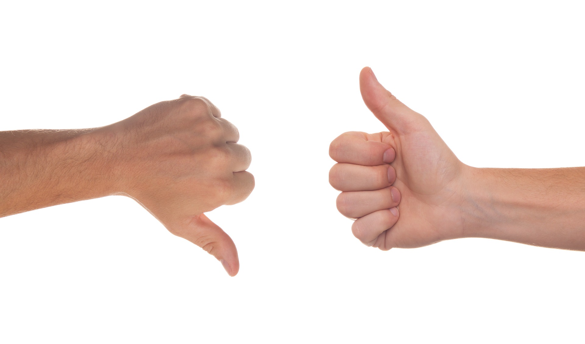 Thumbs up and down showing pros and cons of Buyer Representation Agreement (BRA). 