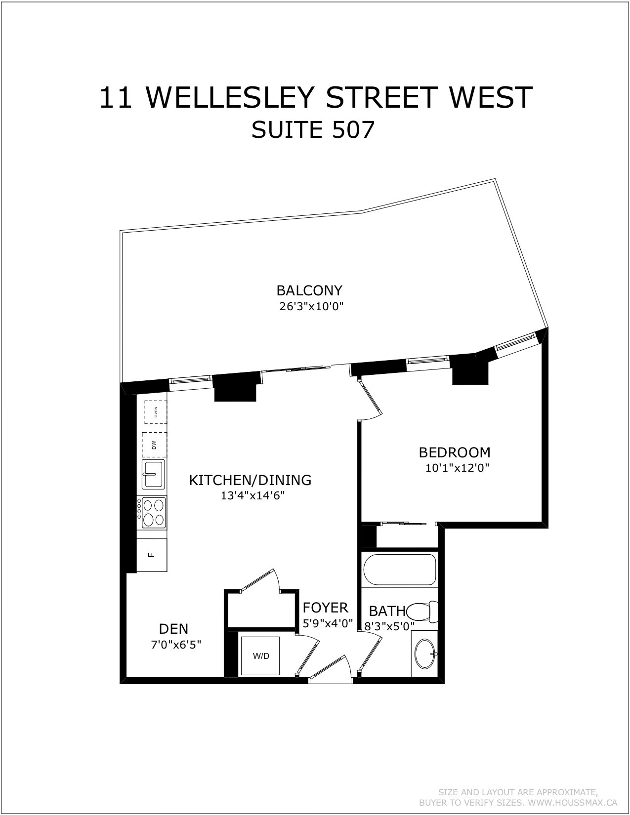 Floor plans for 11 Wellesley St W Unit 507.