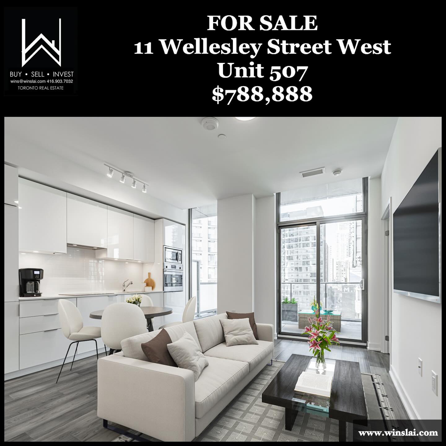 For Sale flyer for 11 Wellesley St W Unit 507.