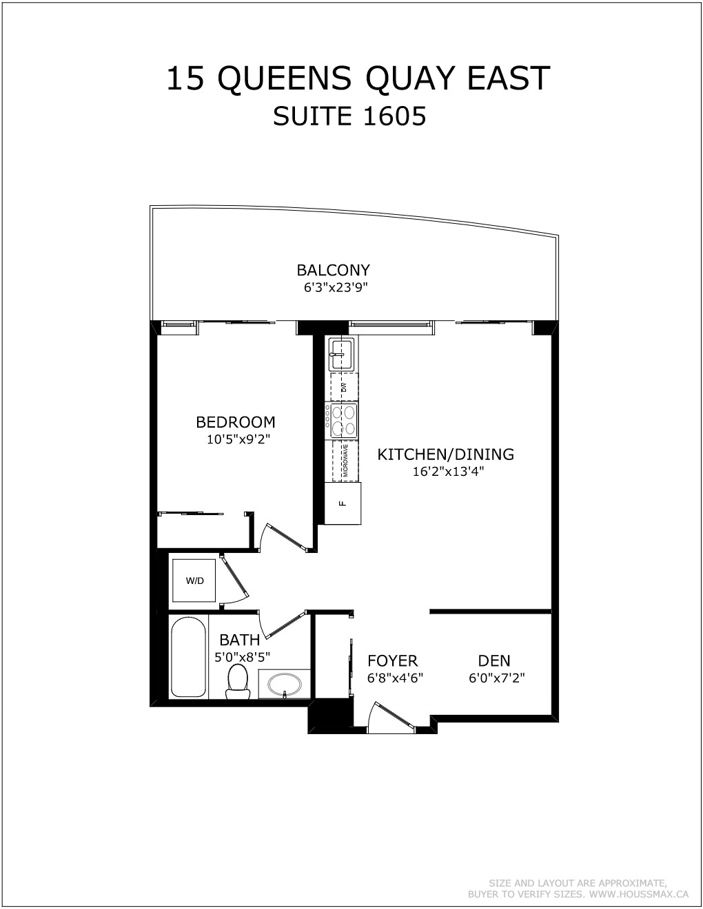 Floor plans for 15 Queens Quay E Suite 1605