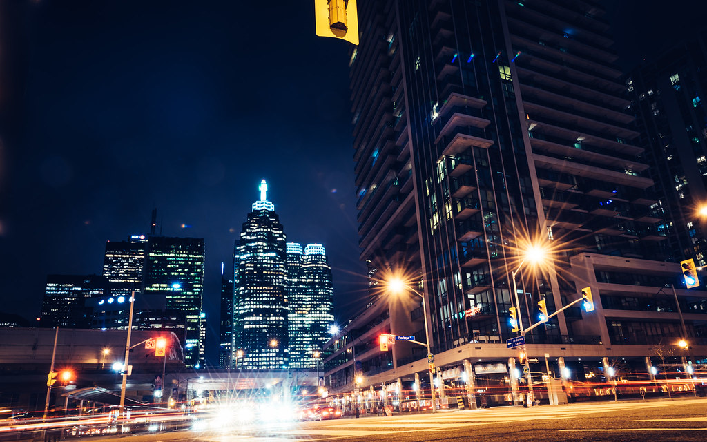 Toronto city lights at night. 