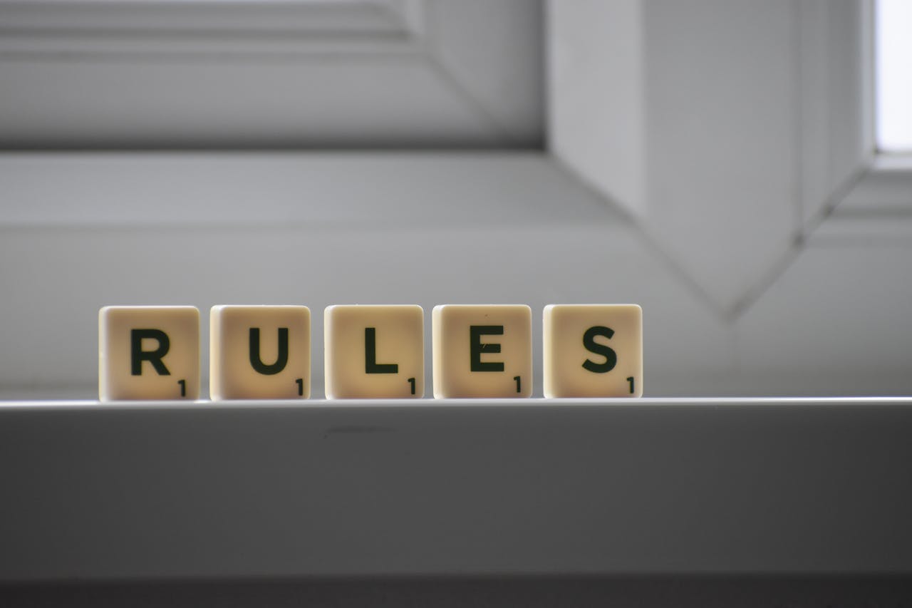 Scrabble tiles spelling "Rules" to show Capital Gains Tax exemptions.