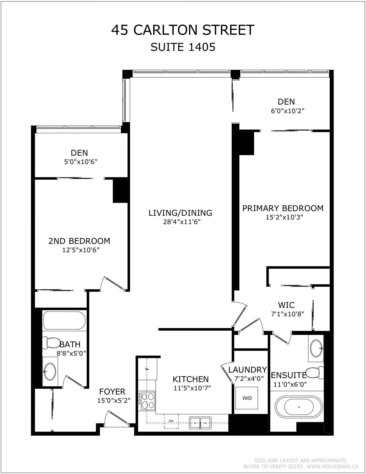 Floor plans for 45 Carlton St Unit 1405.