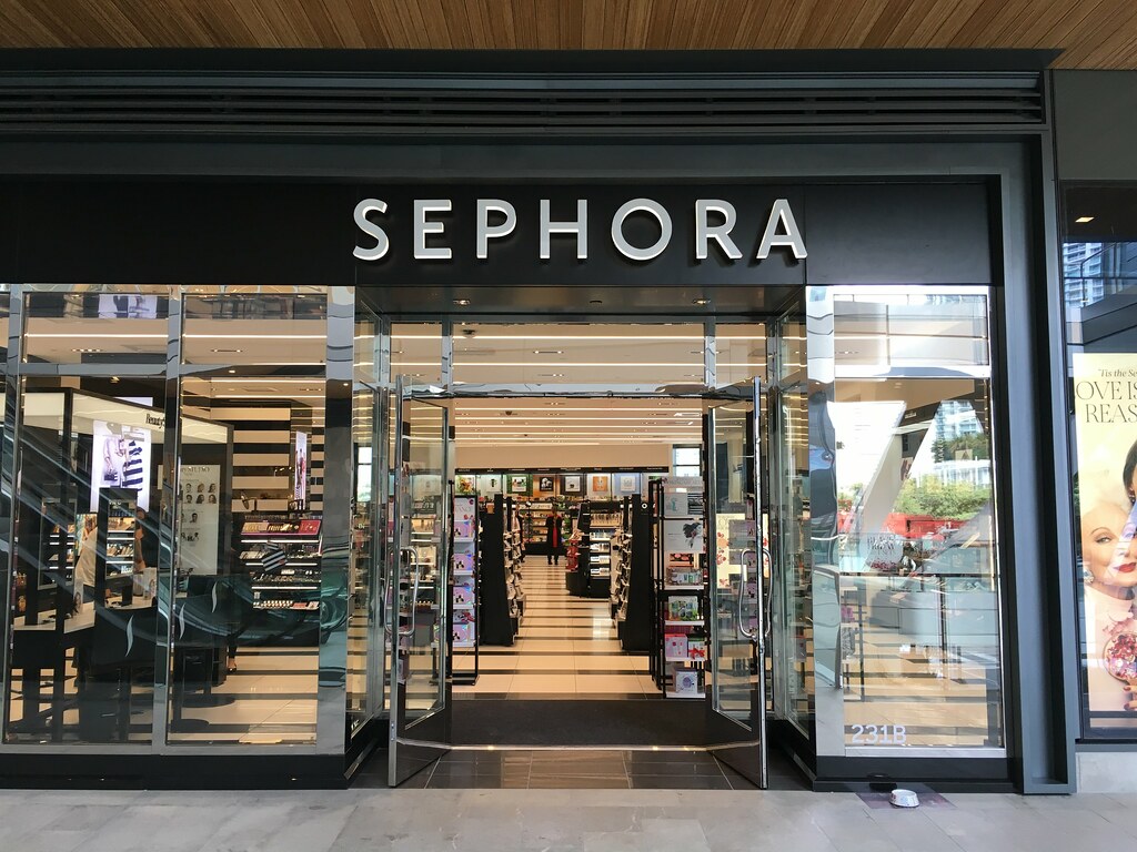 Sephora storefront and view of interior.