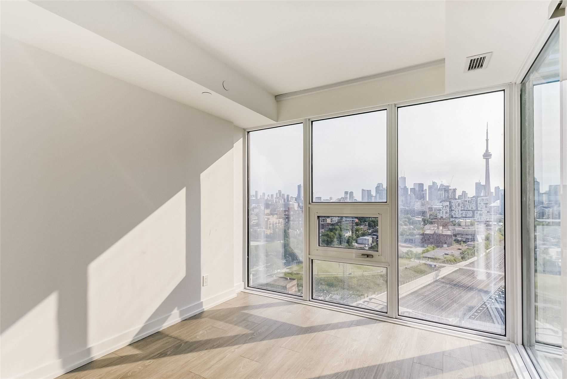 View of Toronto skyline, including CN Tower, from bedroom of 19 Western Battery Rd Suite 2921.