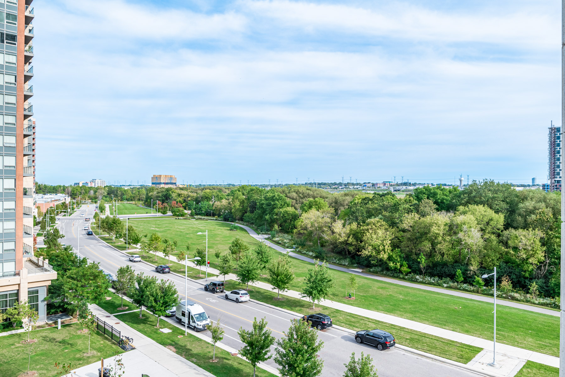 View of Unionville, Markham from balcony of 15 Water Walk Drive Suite 711.