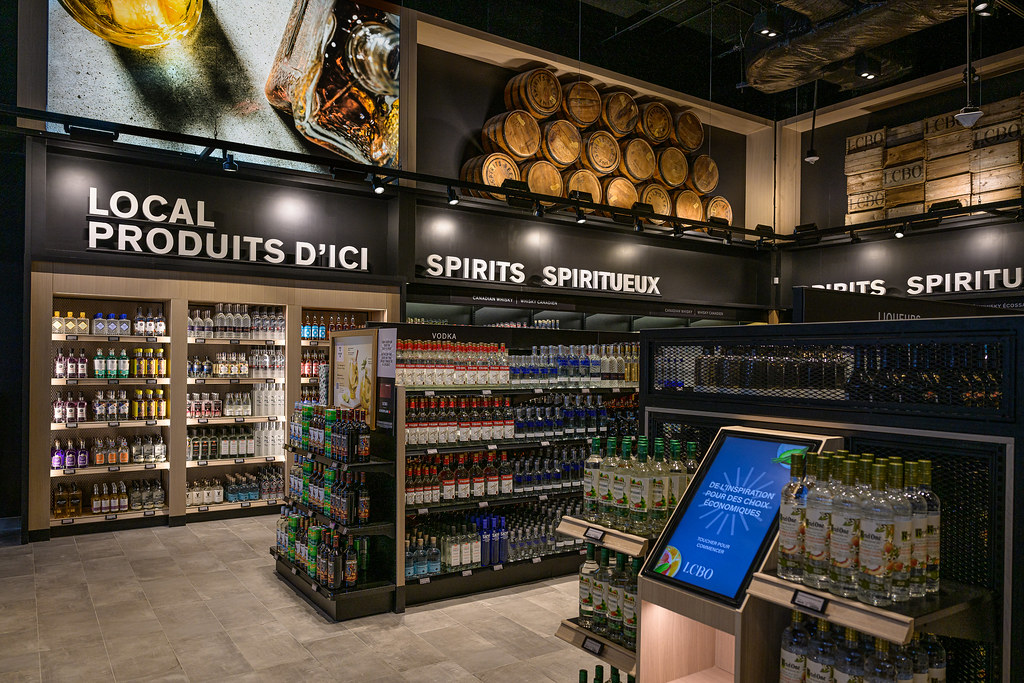 LCBO store display with local spirits.