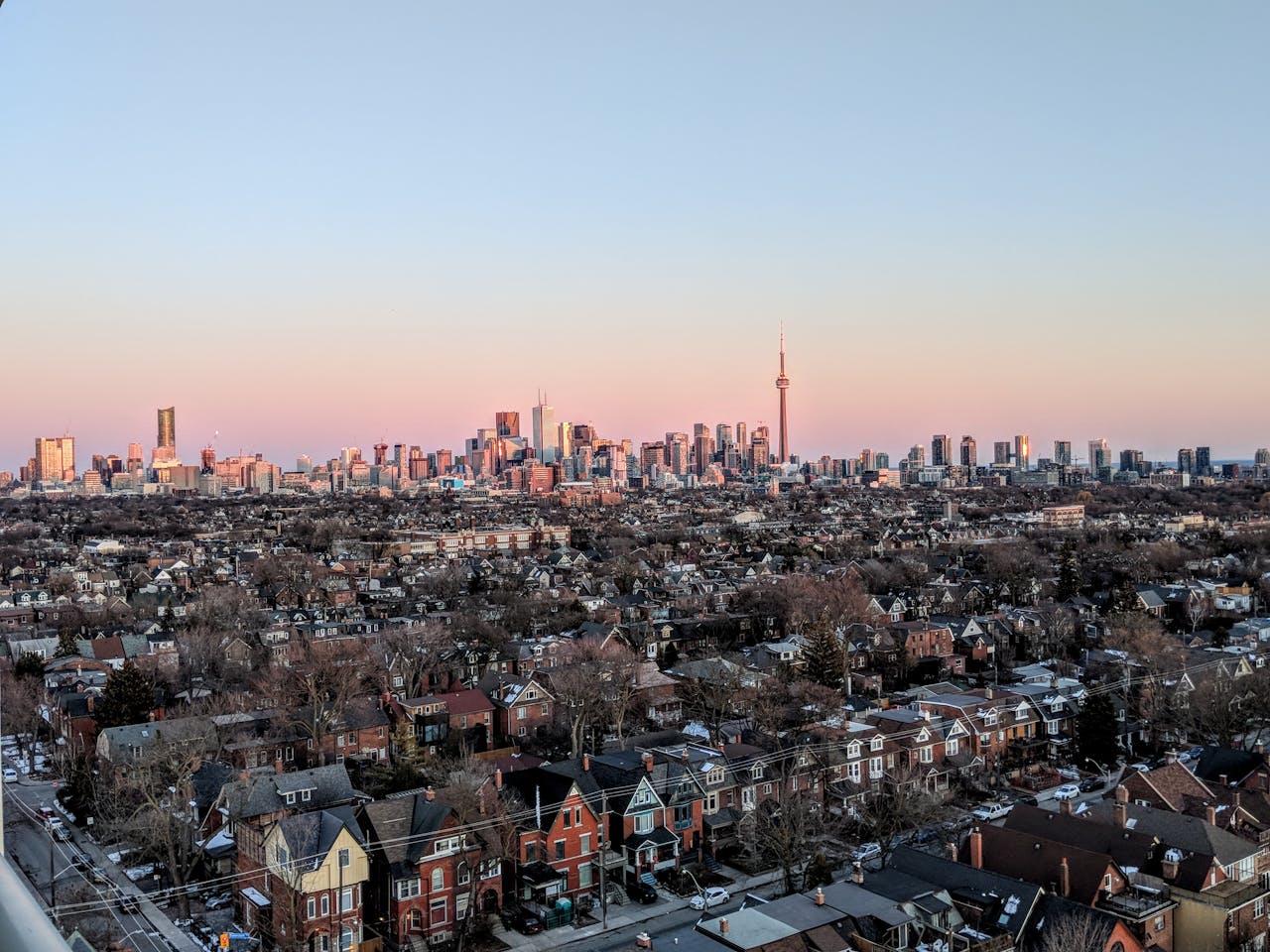 Toronto skyline with CN Tower in the distance.