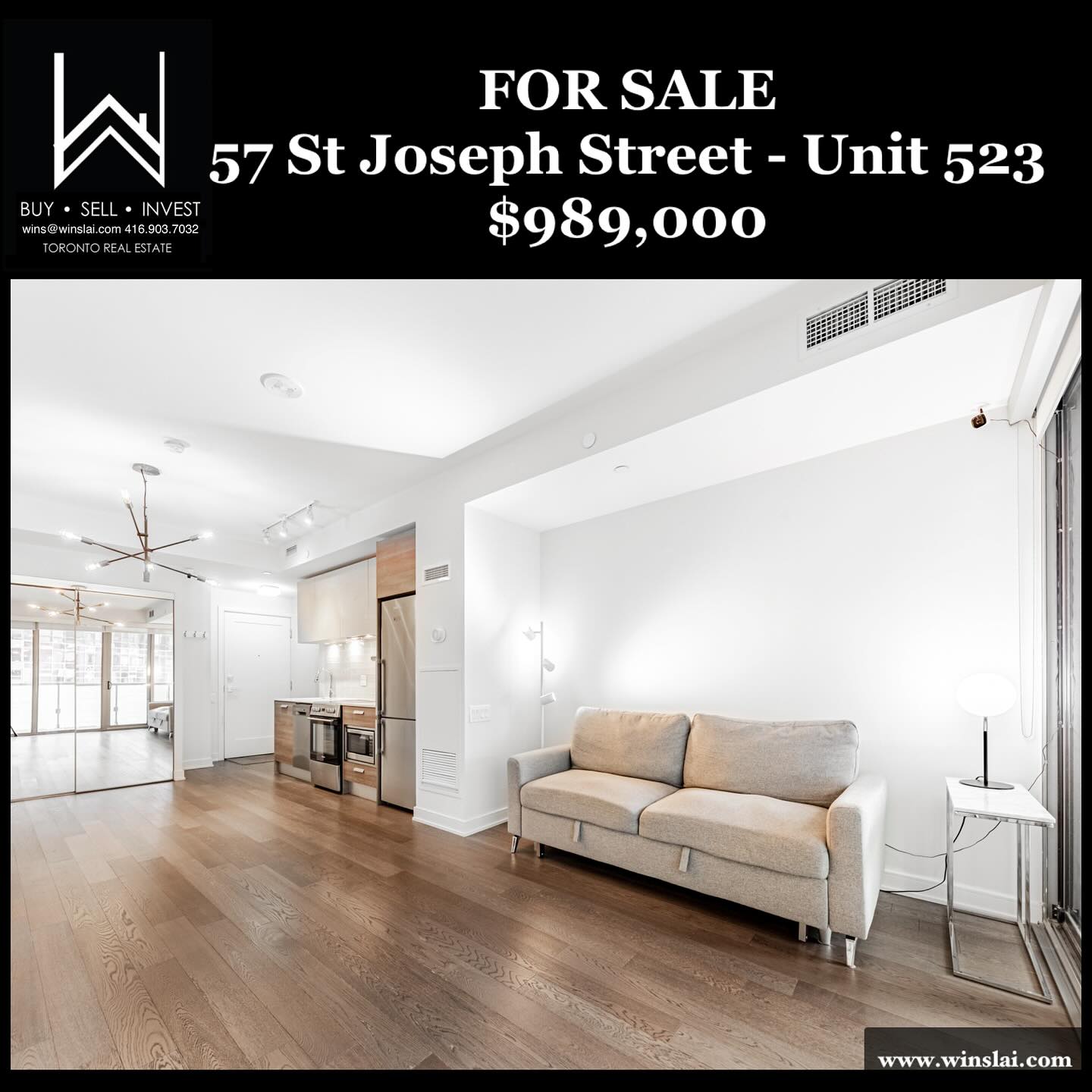 For sale flyer for 57 St Joseph Street Unit 523.