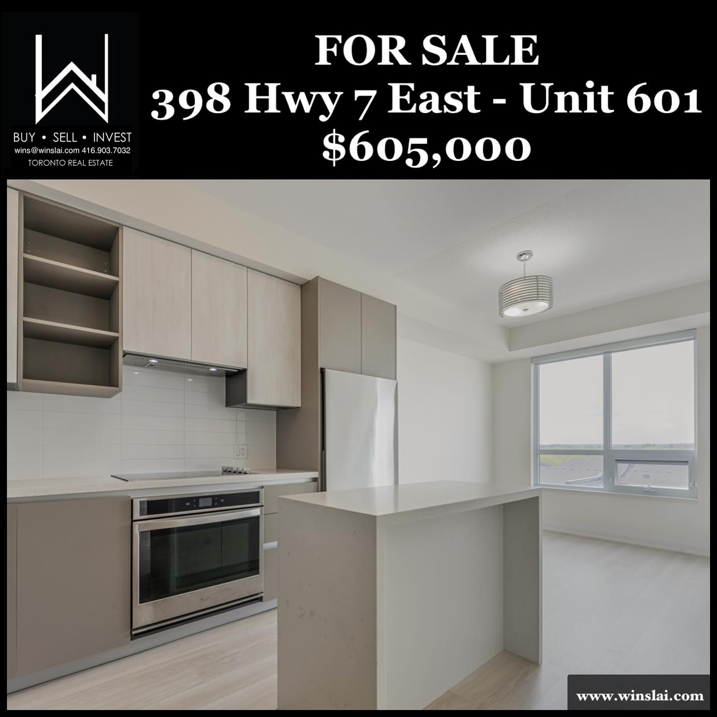 For sale flyer for 398 Highway 7 Rd E Unit 601.