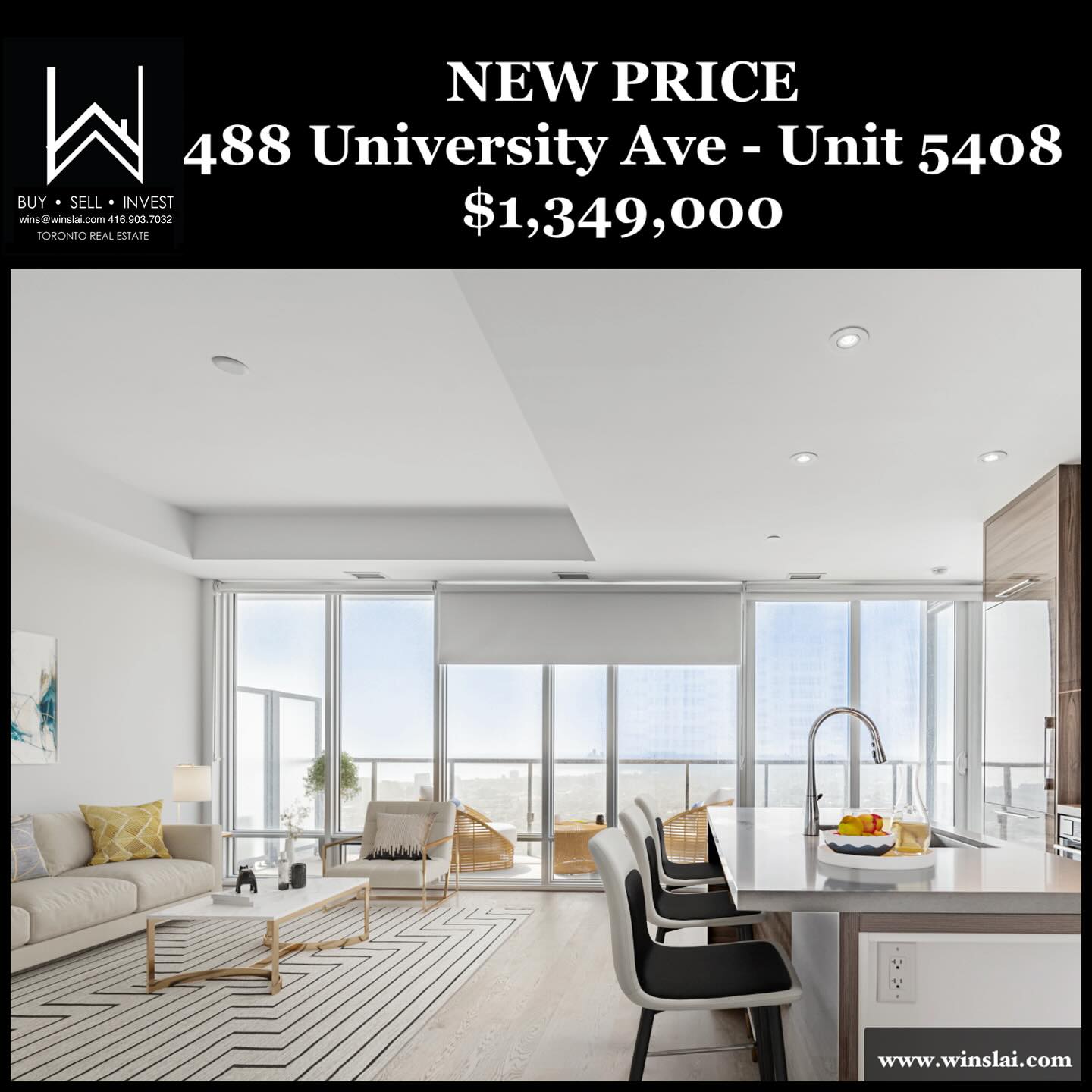 New Price flyer for 488 University Ave Unit 5408 condo.