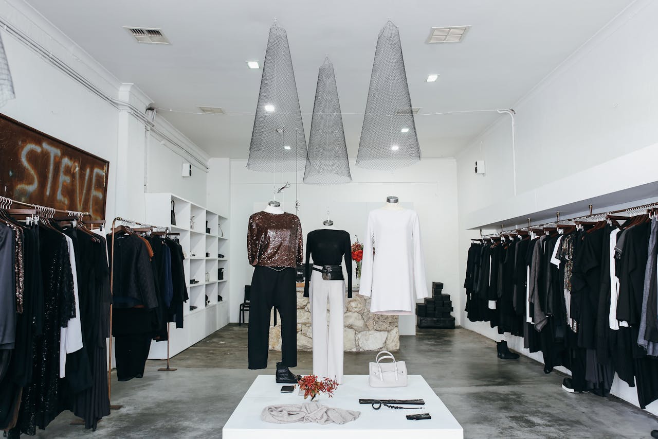 Interior of women's clothing store.