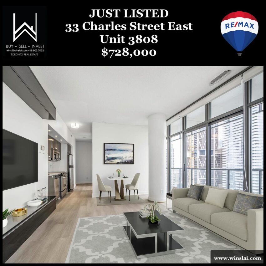 Just Listed flyer for 33 Charles St E Unit 3808.