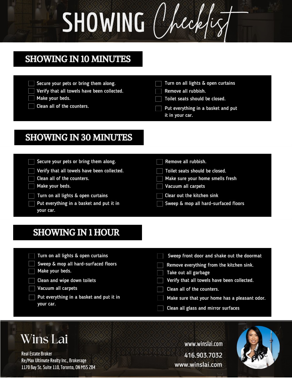 Sell resale property home showing checklist.