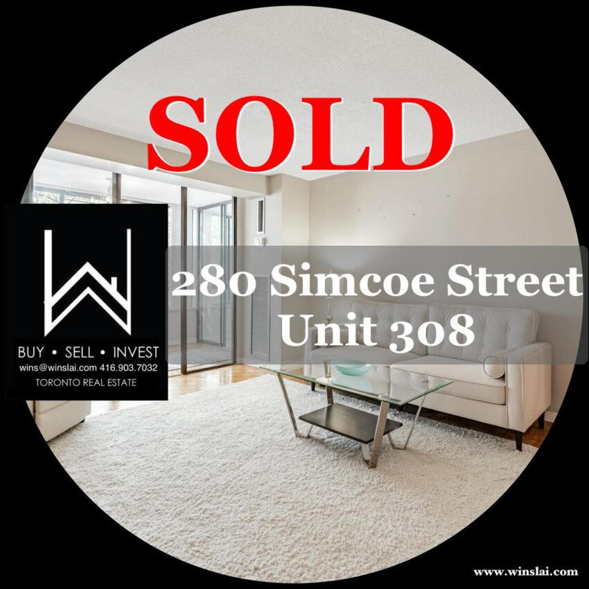 Sold flyer for 280 Simcoe St Unit 308 to show sell resale property experience.