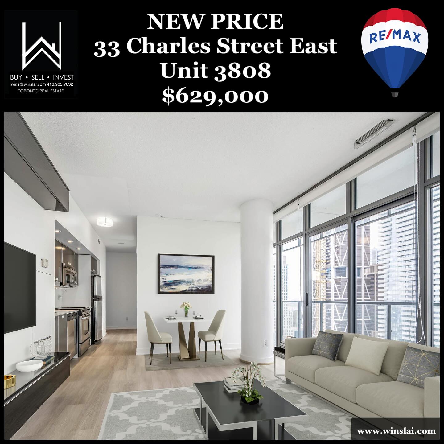 New Price flyer for 33 Charles St E Unit 3808 to show need to readjust price.