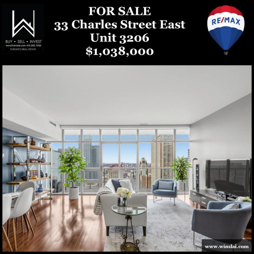 For Sale flyer for 33 Charles St E Unit 3206 showing price.