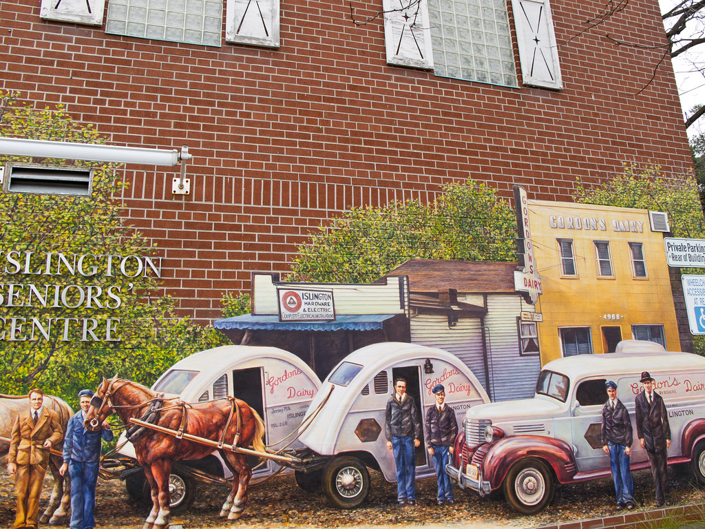 Gordon's Dairy mural in Islington Village, Toronto.