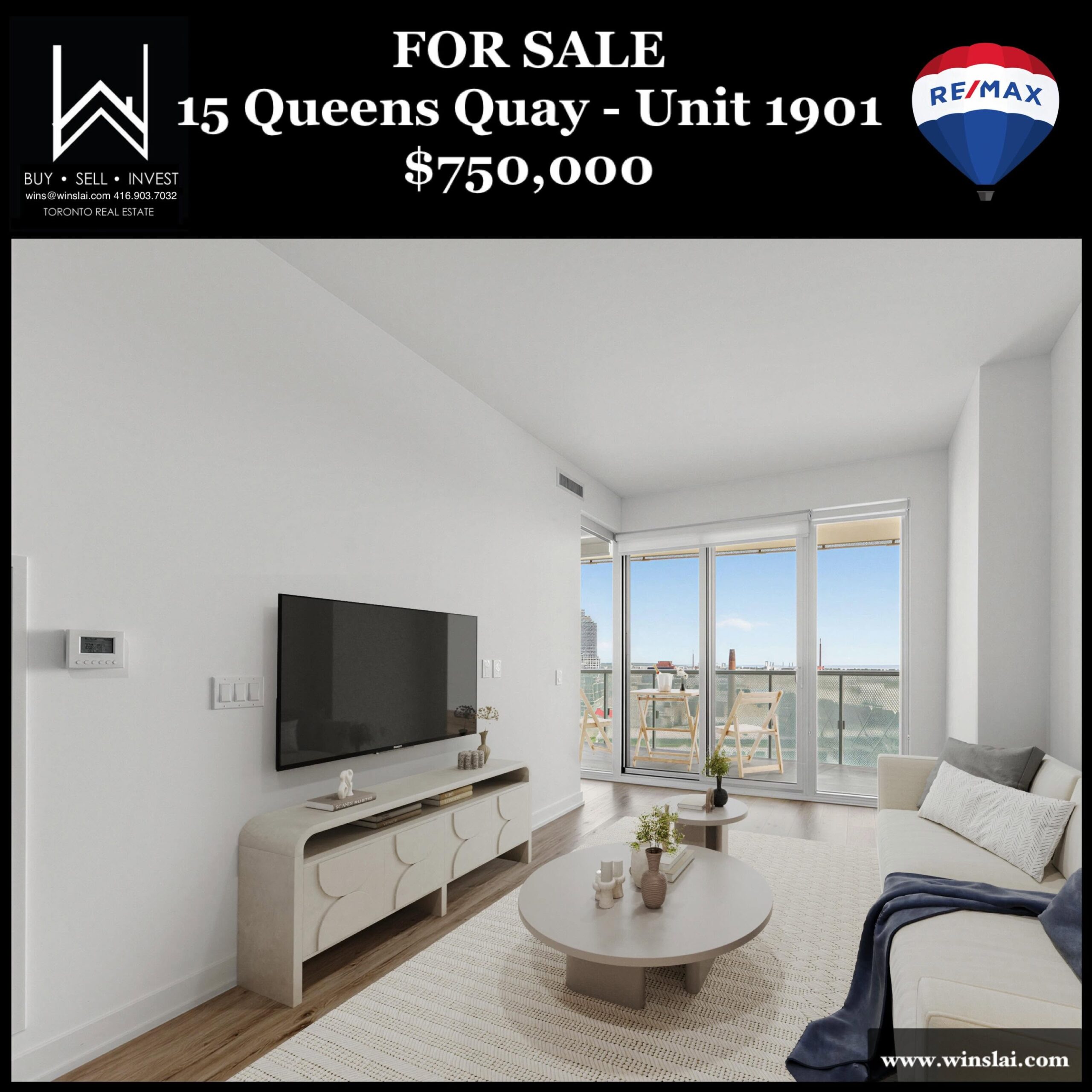 For sale flyer for 15 Queens Quay E Unit 1901.