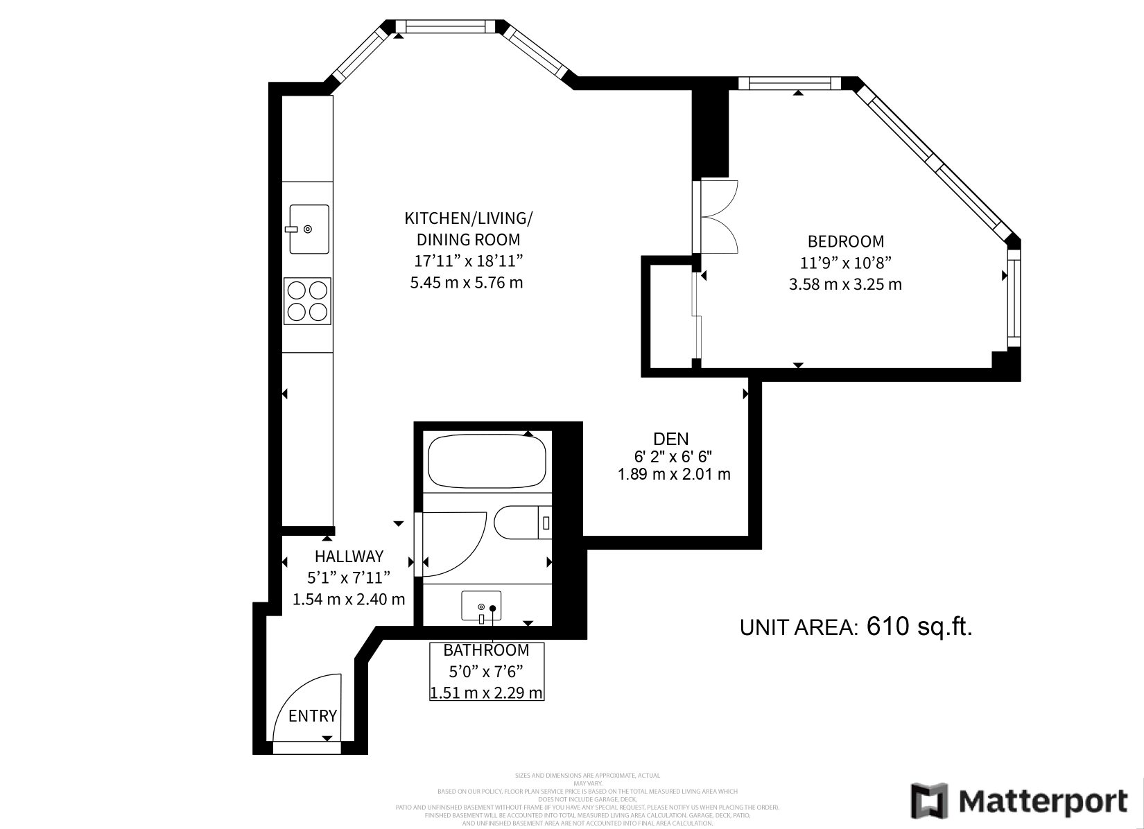 Floor plan for 155 Yorkville Ave Unit 1607.